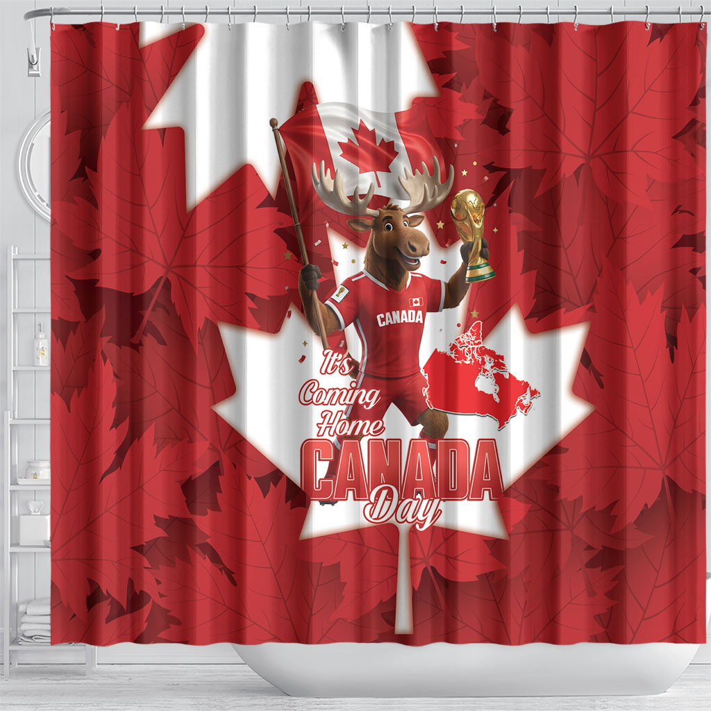 Canada Day Proud 2026 Shower Curtain Canadian Moose Soccer Is Coming Home