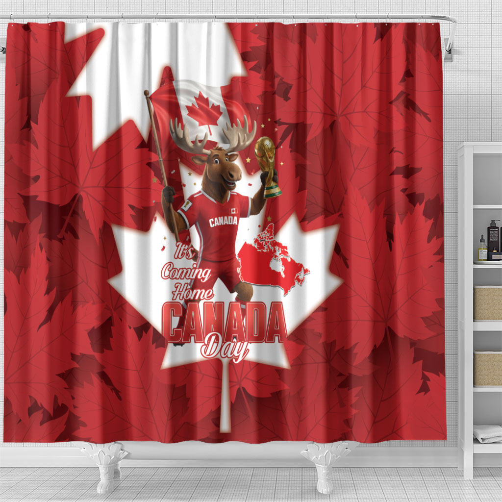 Canada Day Proud 2026 Shower Curtain Canadian Moose Soccer Is Coming Home