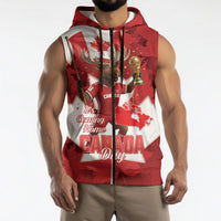 Canada Day Proud 2026 Sleeveless Zip Hoodie Canadian Moose Soccer Is Coming Home