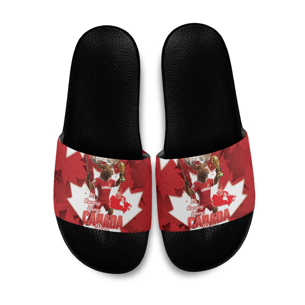 Canada Day Proud 2026 Slide Sandals Canadian Moose Soccer Is Coming Home