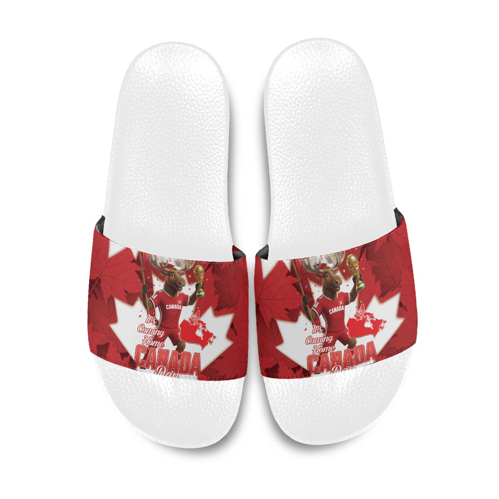 Canada Day Proud 2026 Slide Sandals Canadian Moose Soccer Is Coming Home