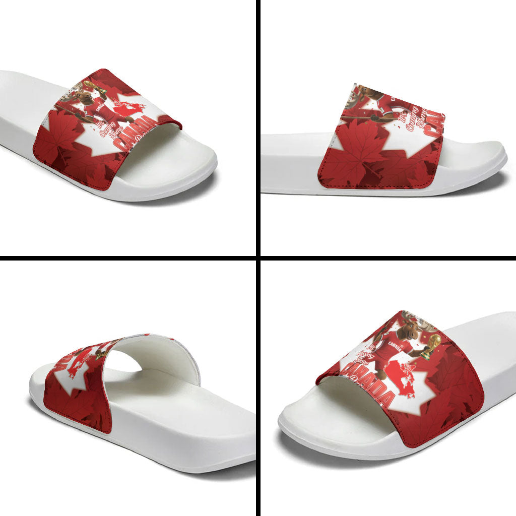 Canada Day Proud 2026 Slide Sandals Canadian Moose Soccer Is Coming Home