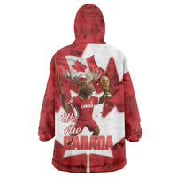 Canada Day Proud 2026 Wearable Blanket Hoodie Canadian Moose Soccer Is Coming Home