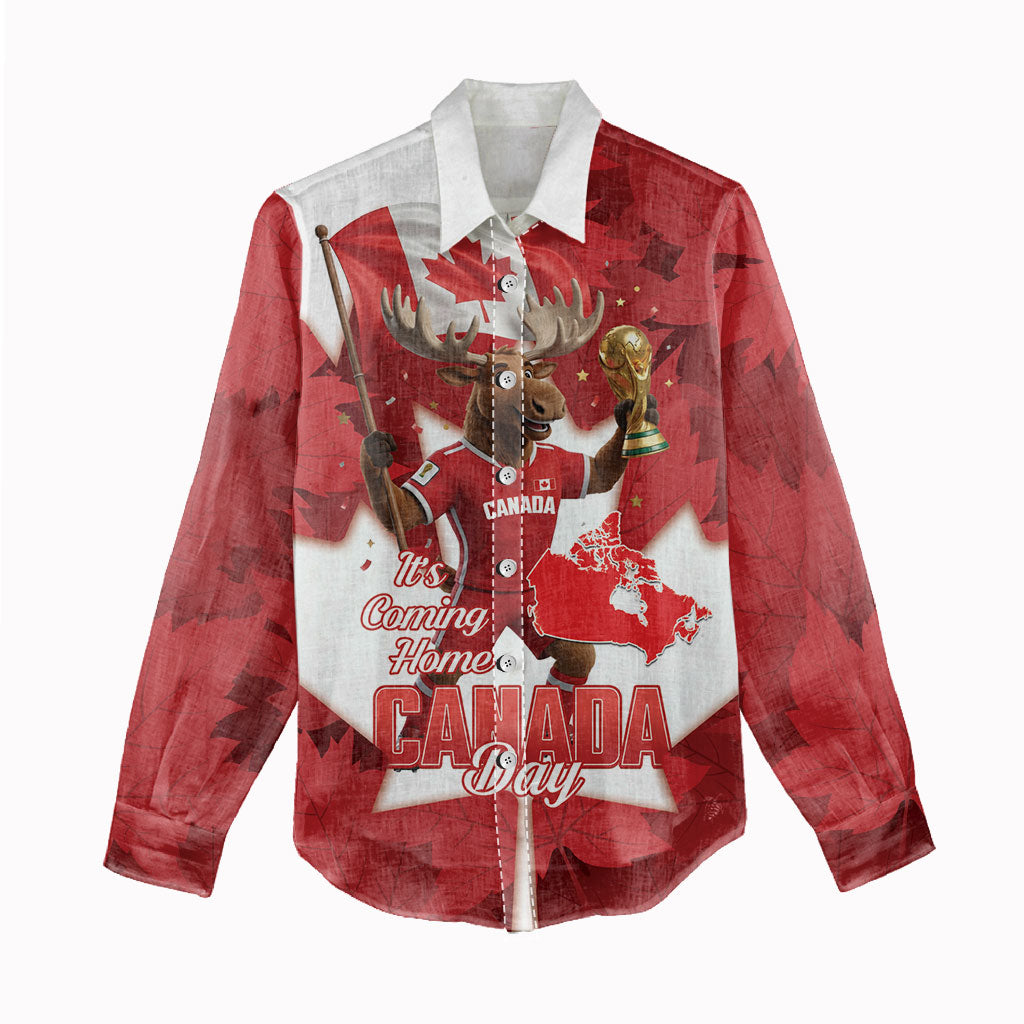 Canada Day Proud 2026 Women Casual Shirt Canadian Moose Soccer Is Coming Home