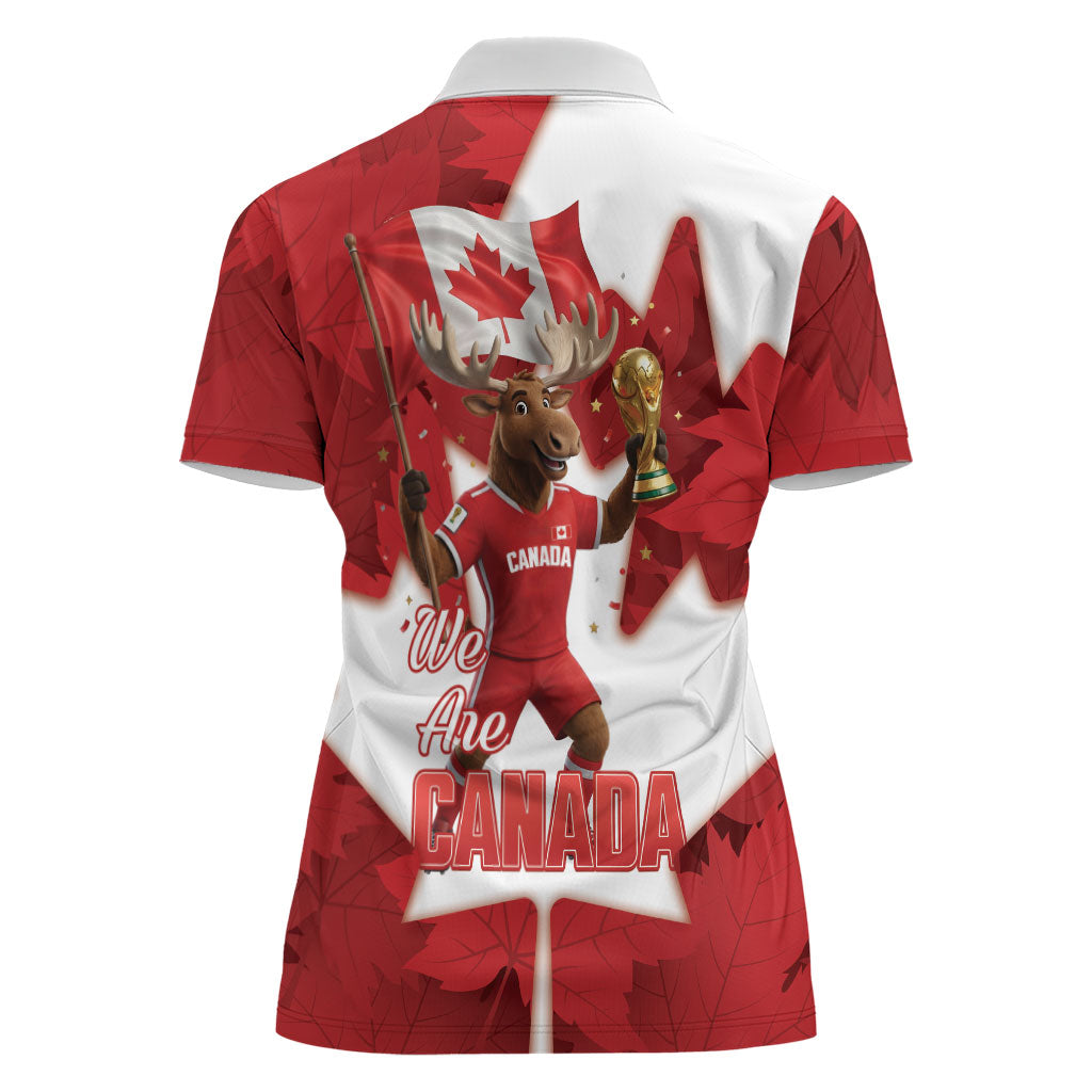 Canada Day Proud 2026 Women Polo Shirt Canadian Moose Soccer Is Coming Home
