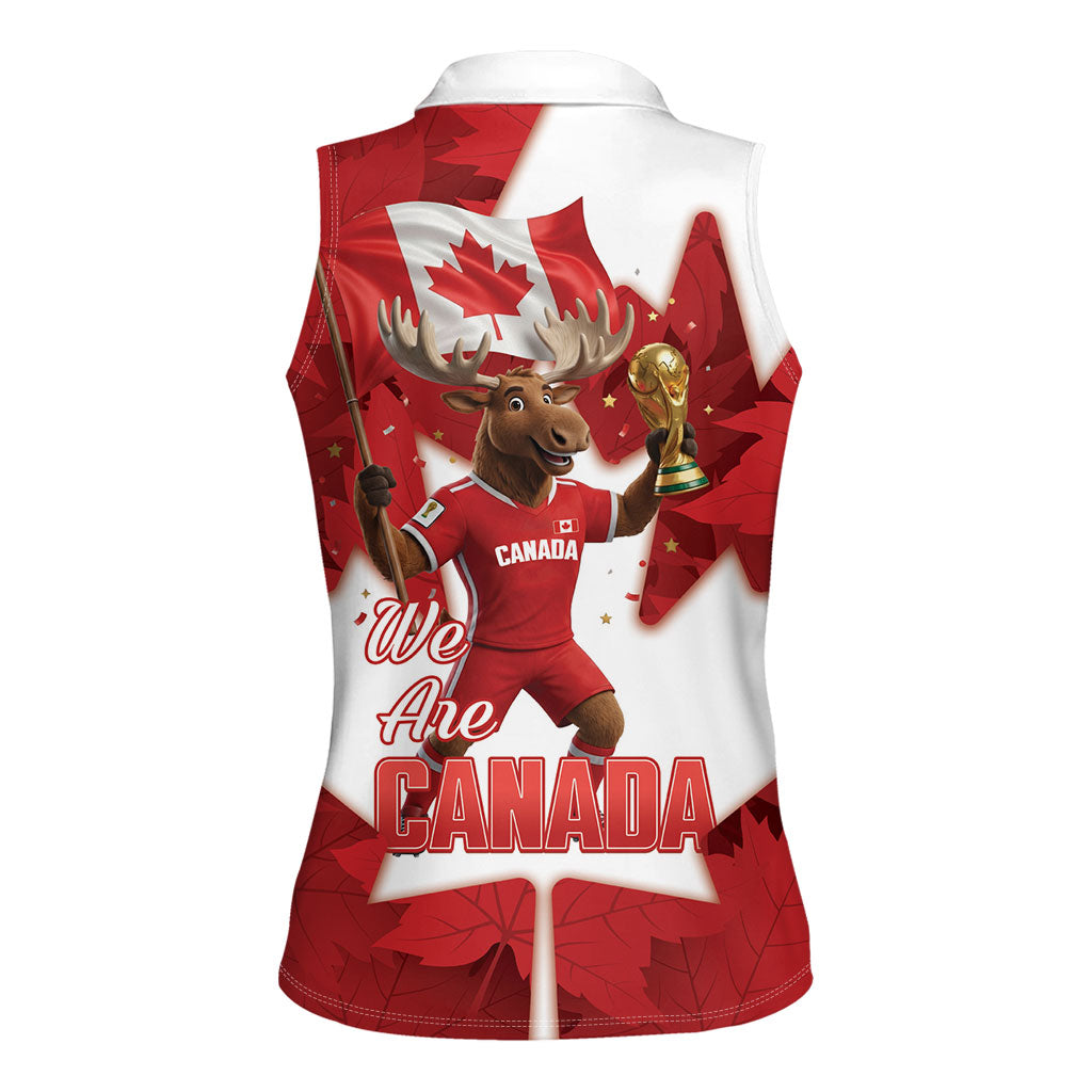 Canada Day Proud 2026 Women Sleeveless Polo Shirt Canadian Moose Soccer Is Coming Home