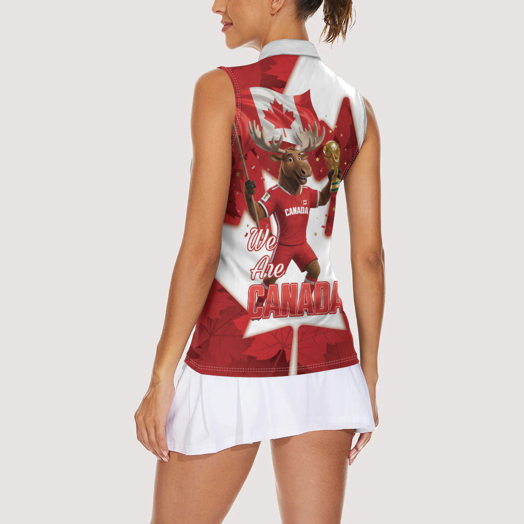 Canada Day Proud 2026 Women Sleeveless Polo Shirt Canadian Moose Soccer Is Coming Home