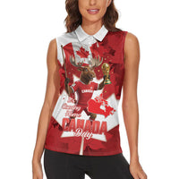 Canada Day Proud 2026 Women Sleeveless Polo Shirt Canadian Moose Soccer Is Coming Home