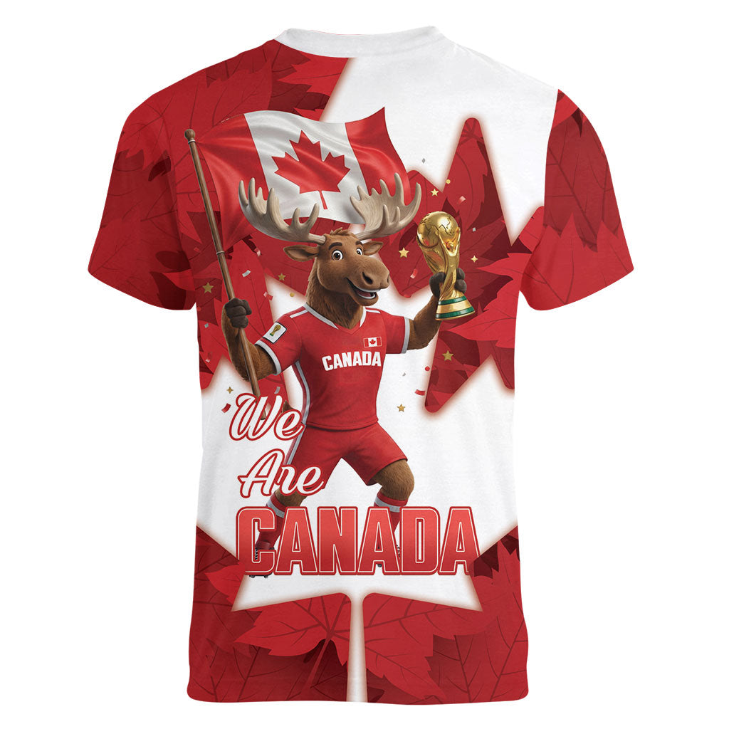 Canada Day Proud 2026 Women V-Neck T-Shirt Canadian Moose Soccer Is Coming Home