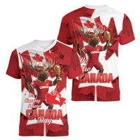 Canada Day Proud 2026 Women V-Neck T-Shirt Canadian Moose Soccer Is Coming Home