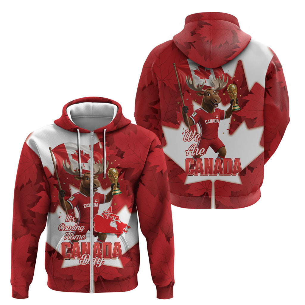 Canada Day Proud 2026 Zip Hoodie Canadian Moose Soccer Is Coming Home