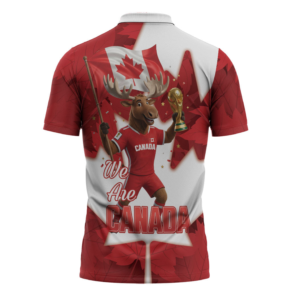 Canada Day Proud 2026 Zipper Polo Shirt Canadian Moose Soccer Is Coming Home