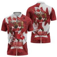 Canada Day Proud 2026 Zipper Polo Shirt Canadian Moose Soccer Is Coming Home