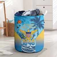 US Virgin Islands Independence Day Laundry Basket 1848 Proud Palm Tropical Style