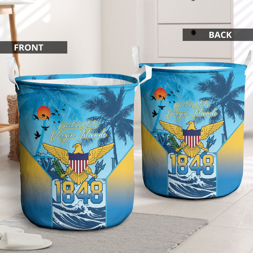 US Virgin Islands Independence Day Laundry Basket 1848 Proud Palm Tropical Style