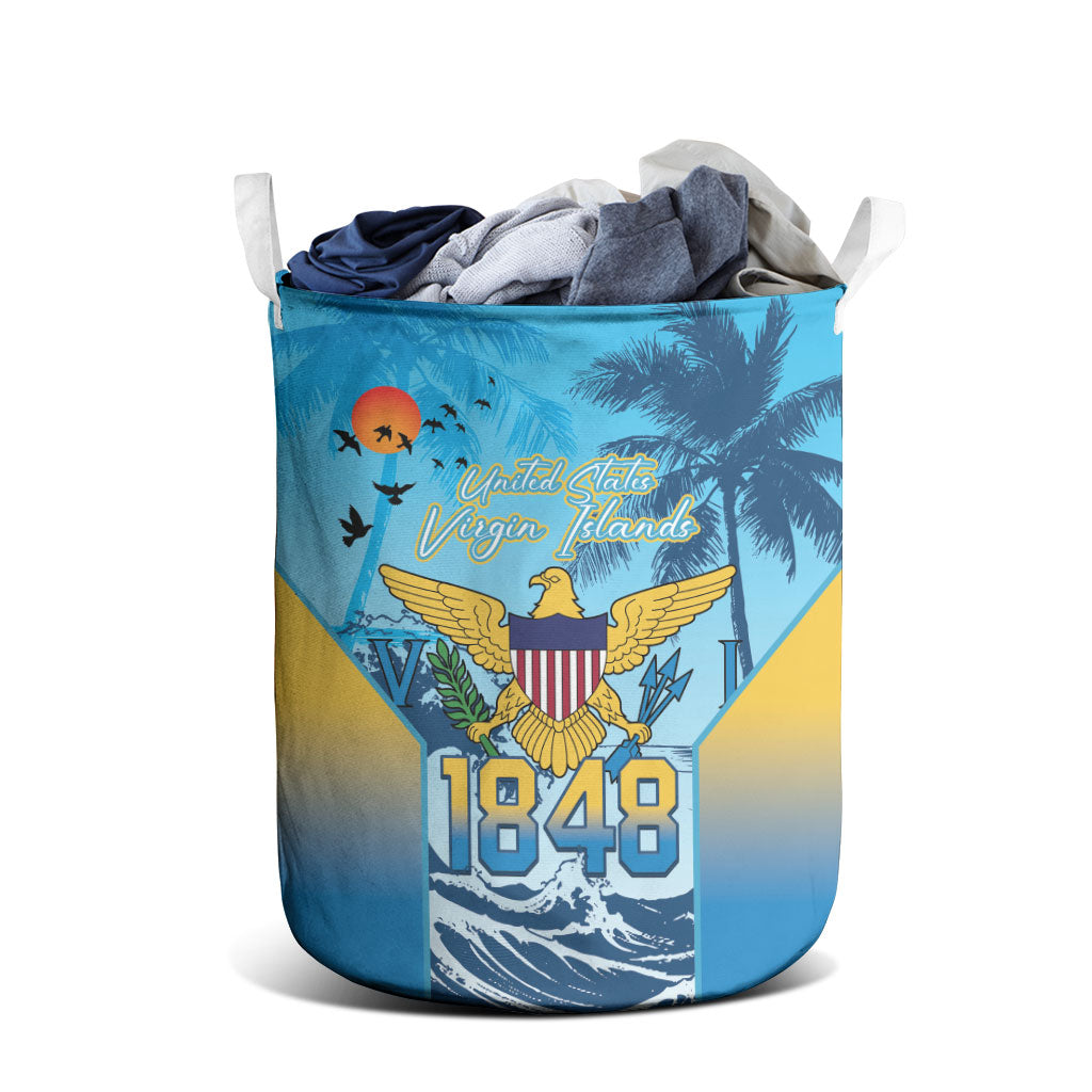US Virgin Islands Independence Day Laundry Basket 1848 Proud Palm Tropical Style
