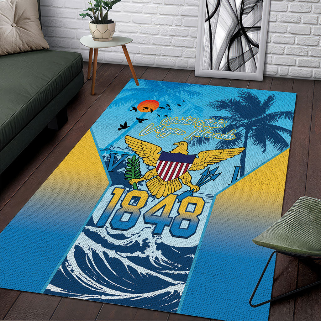 US Virgin Islands Independence Day Area Rug 1848 Proud Palm Tropical Style