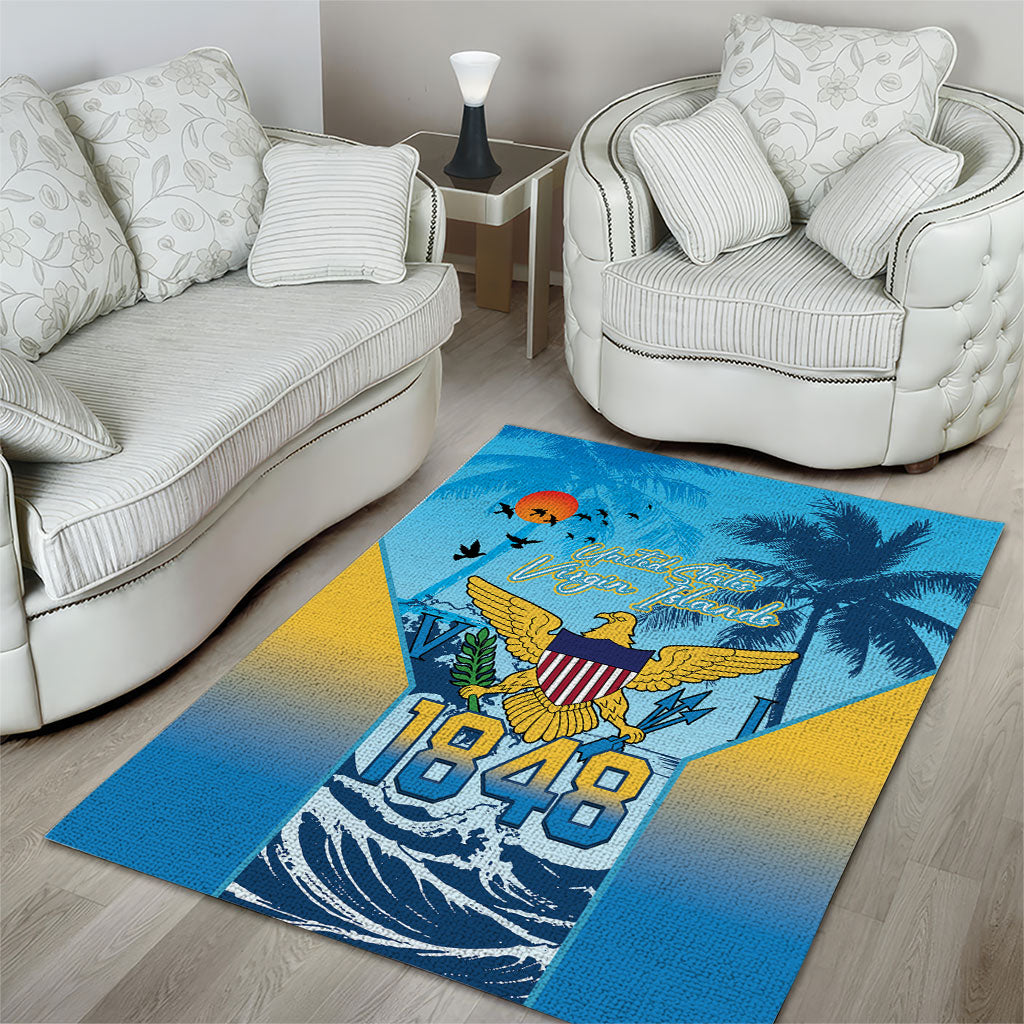 US Virgin Islands Independence Day Area Rug 1848 Proud Palm Tropical Style