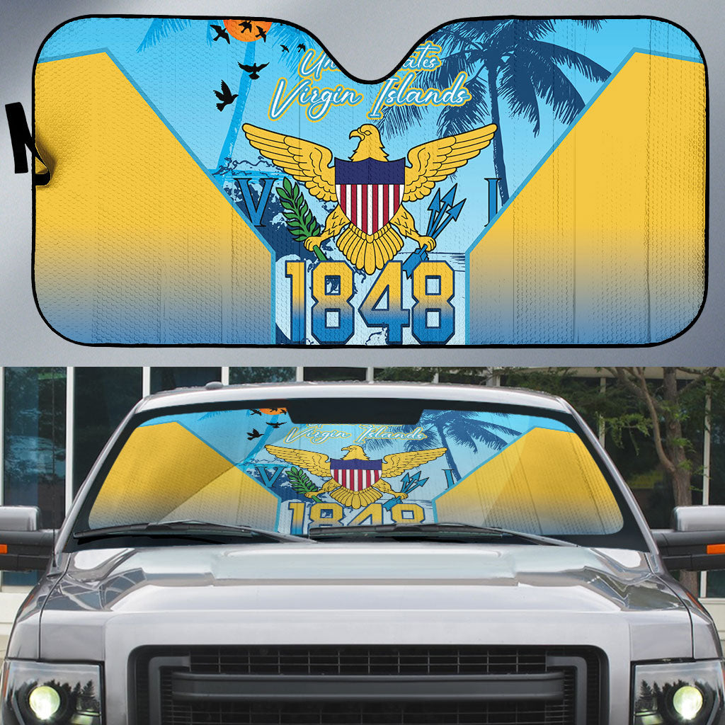 US Virgin Islands Independence Day Auto Sun Shade 1848 Proud Palm Tropical Style