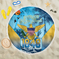 US Virgin Islands Independence Day Beach Blanket 1848 Proud Palm Tropical Style