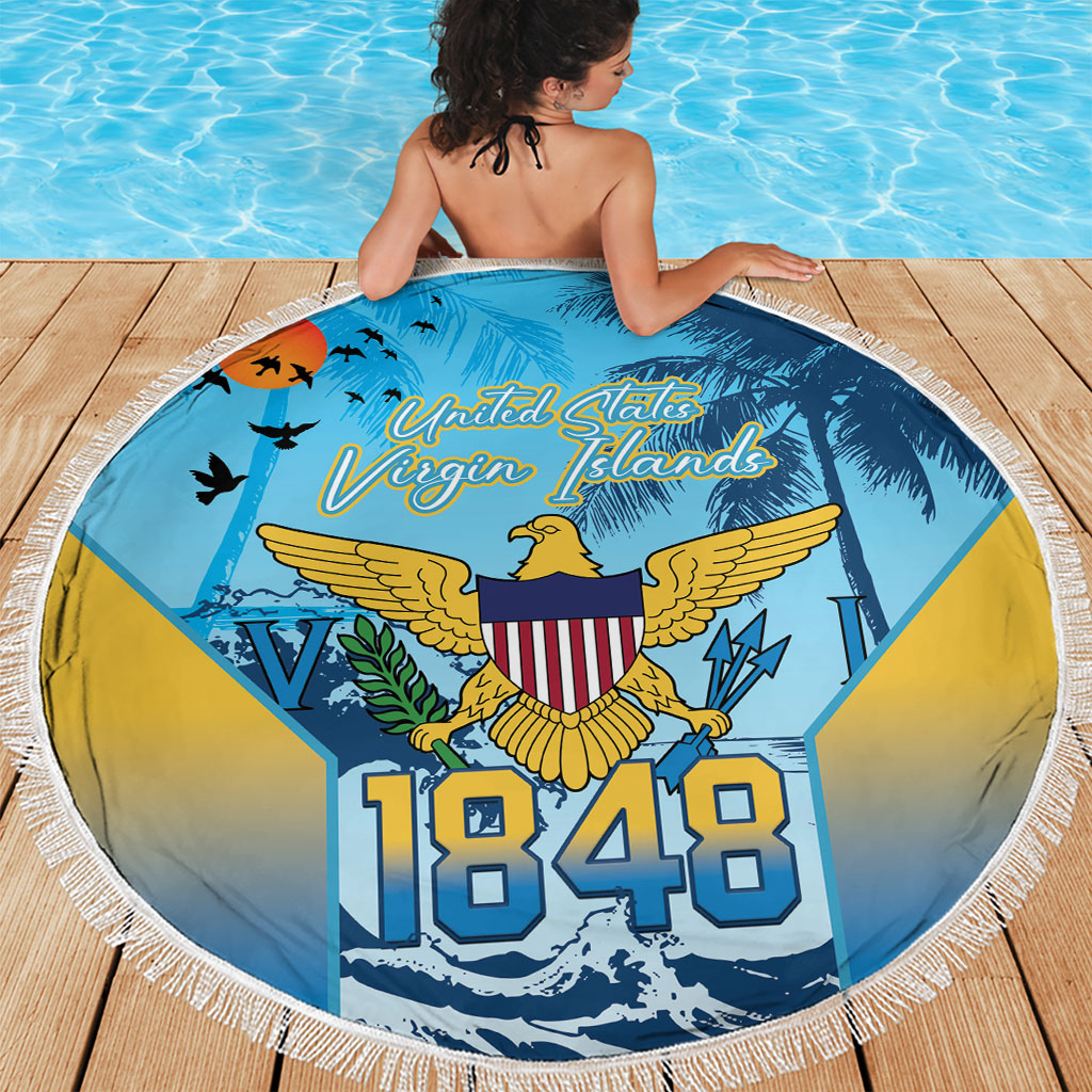US Virgin Islands Independence Day Beach Blanket 1848 Proud Palm Tropical Style