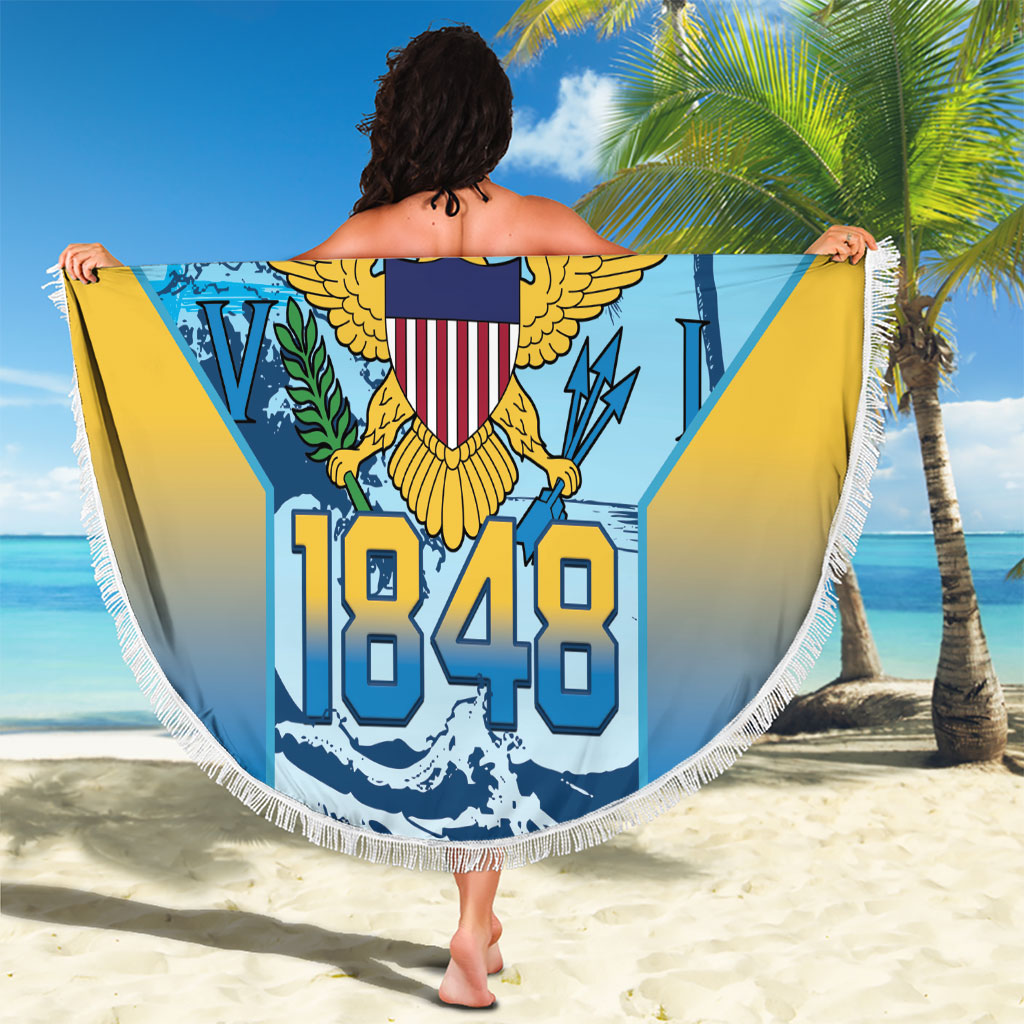 US Virgin Islands Independence Day Beach Blanket 1848 Proud Palm Tropical Style