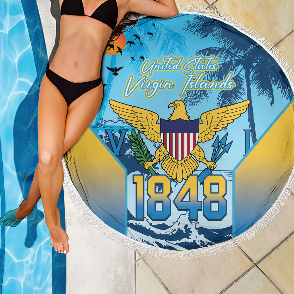 US Virgin Islands Independence Day Beach Blanket 1848 Proud Palm Tropical Style