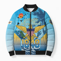 US Virgin Islands Independence Day Personalized Bomber Puffer Jacket 1848 Proud Palm Tropical Style