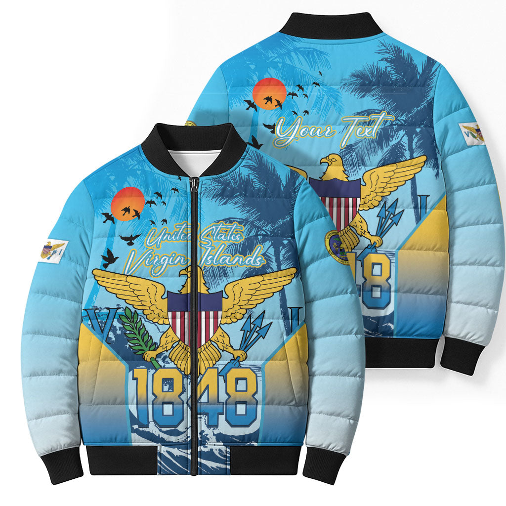 US Virgin Islands Independence Day Personalized Bomber Puffer Jacket 1848 Proud Palm Tropical Style