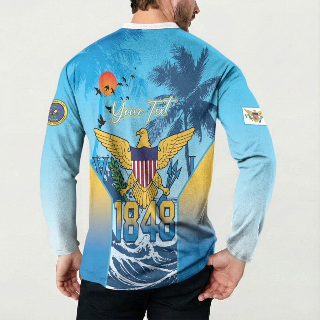 US Virgin Islands Independence Day Personalized Button Sweatshirt 1848 Proud Palm Tropical Style
