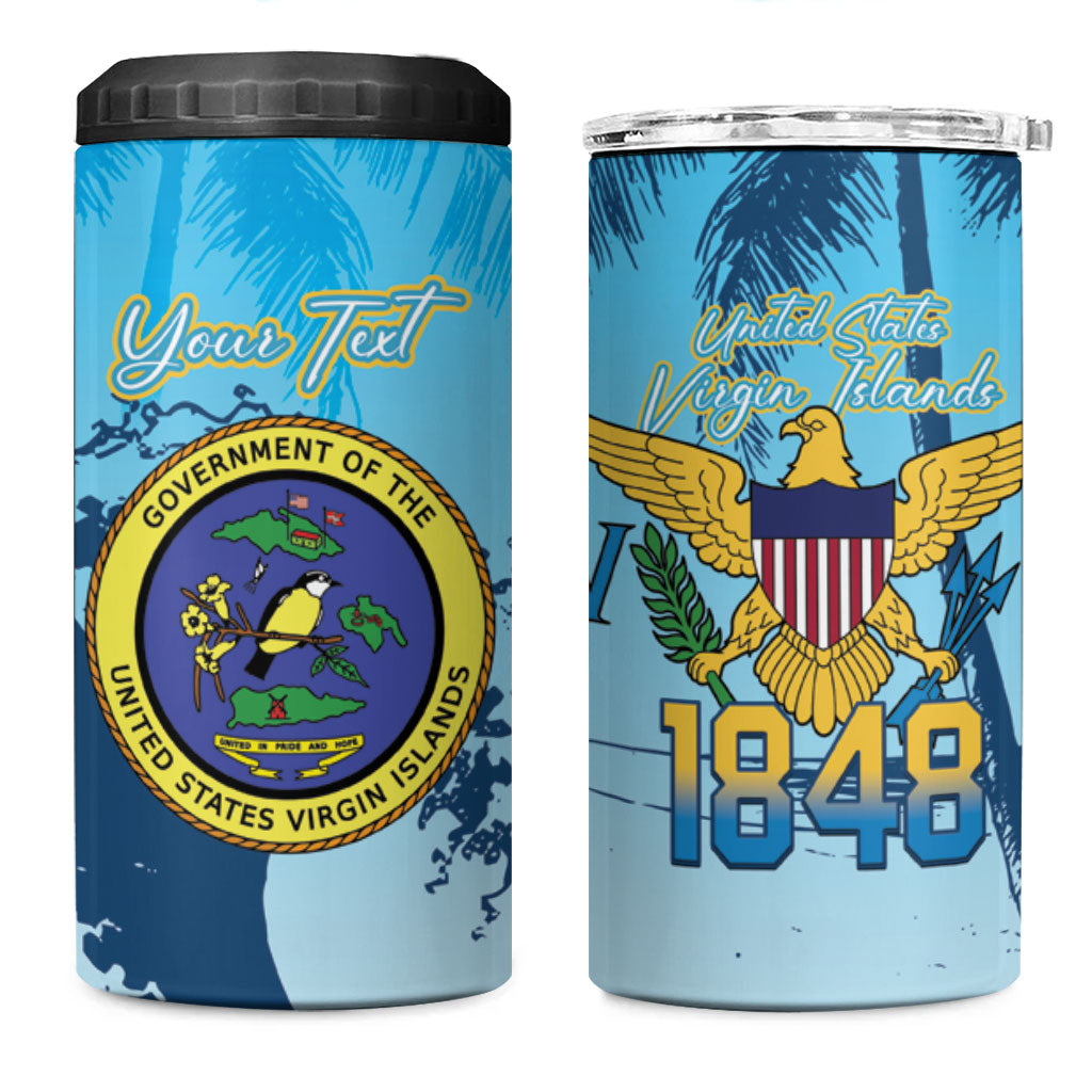 US Virgin Islands Independence Day Personalized 4 in 1 Can Cooler Tumbler 1848 Proud Palm Tropical Style