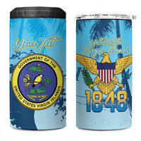 US Virgin Islands Independence Day Personalized 4 in 1 Can Cooler Tumbler 1848 Proud Palm Tropical Style
