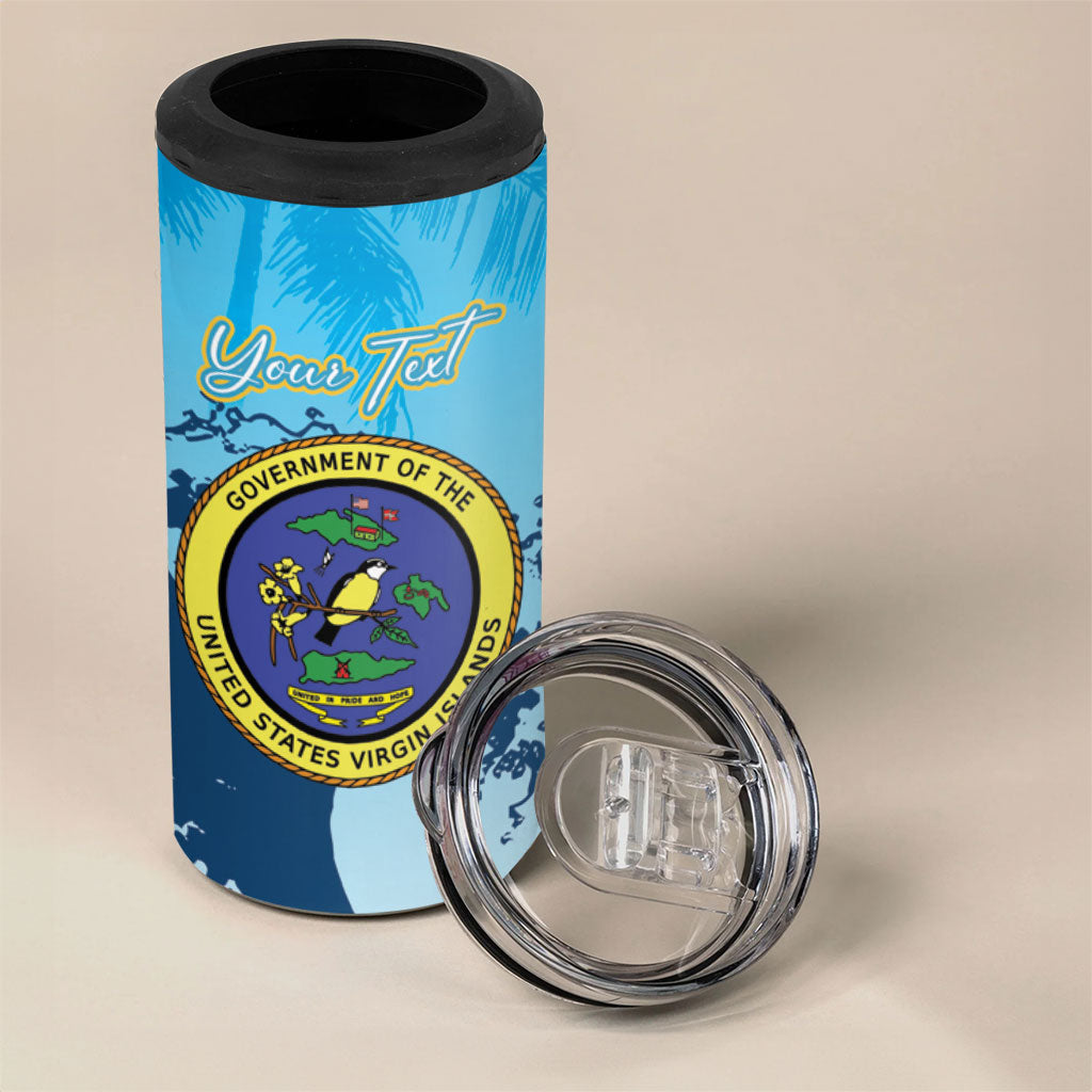 US Virgin Islands Independence Day Personalized 4 in 1 Can Cooler Tumbler 1848 Proud Palm Tropical Style