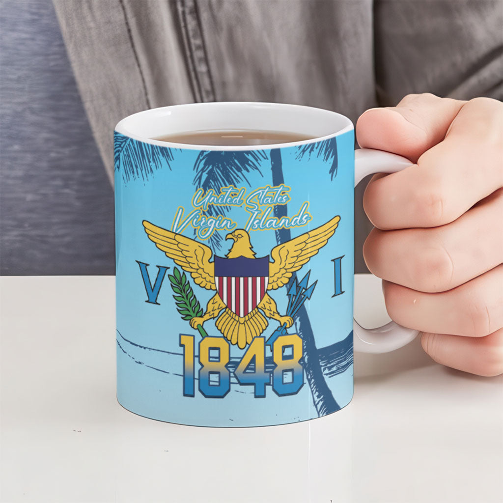 US Virgin Islands Independence Day Personalized Ceramic Mug 1848 Proud Palm Tropical Style