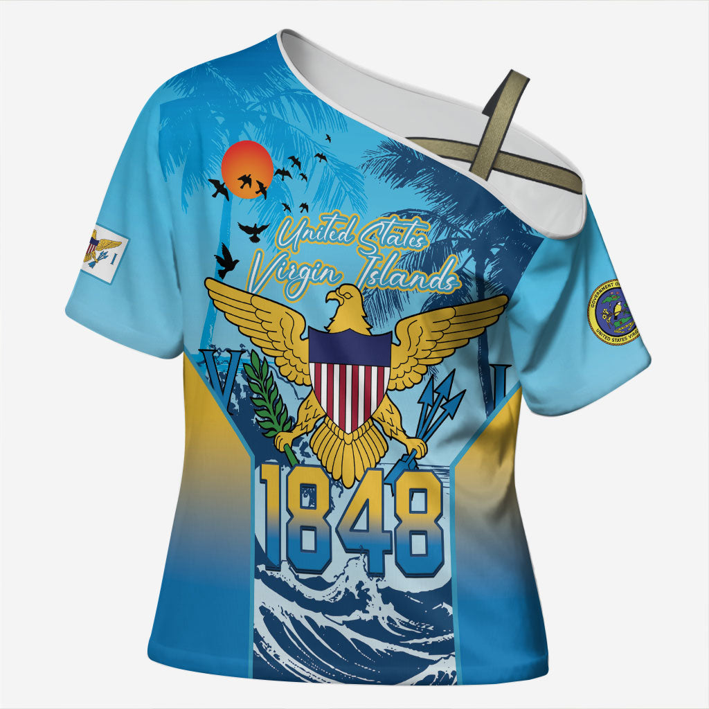 US Virgin Islands Independence Day Personalized Cross Shoulder Shirt 1848 Proud Palm Tropical Style