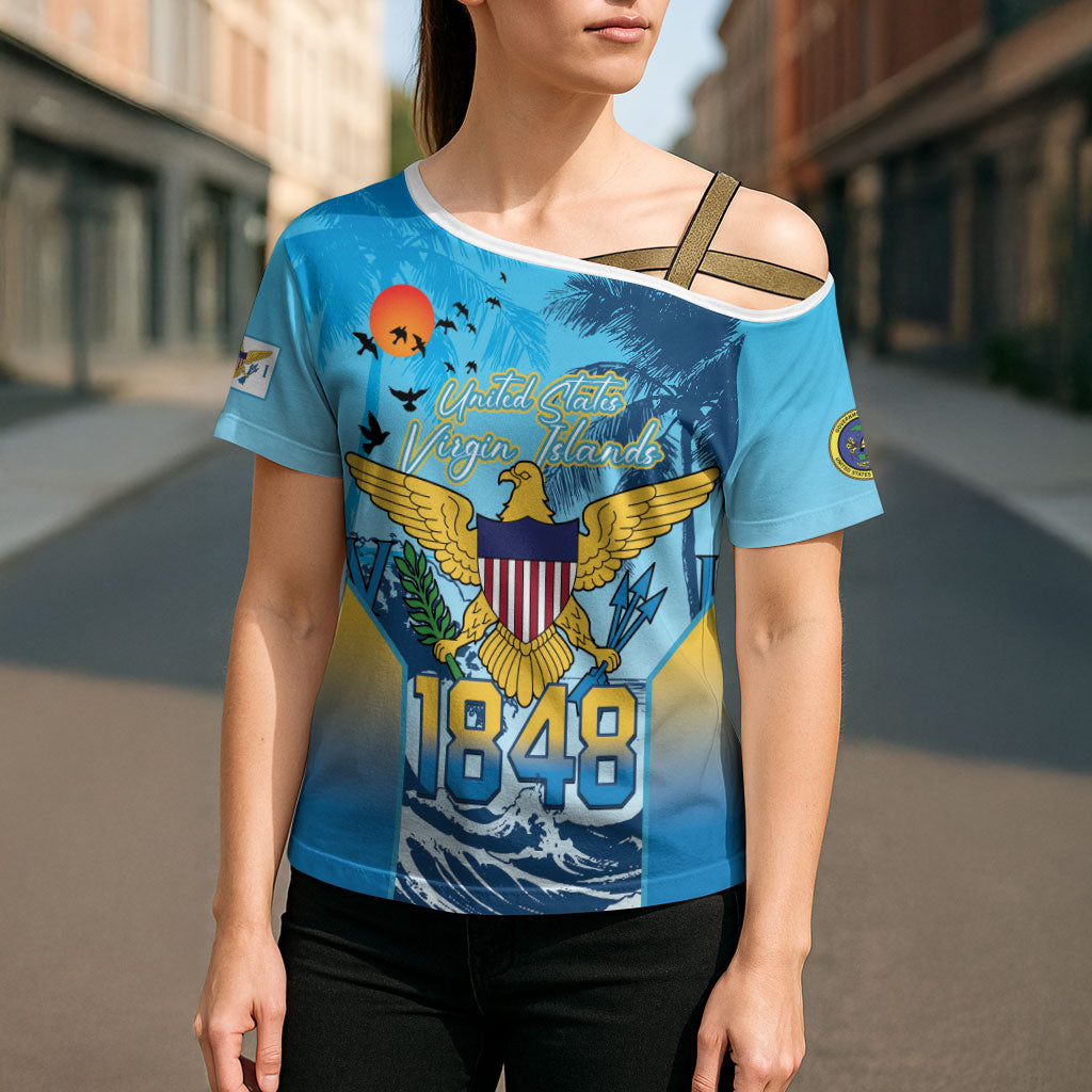 US Virgin Islands Independence Day Personalized Cross Shoulder Shirt 1848 Proud Palm Tropical Style