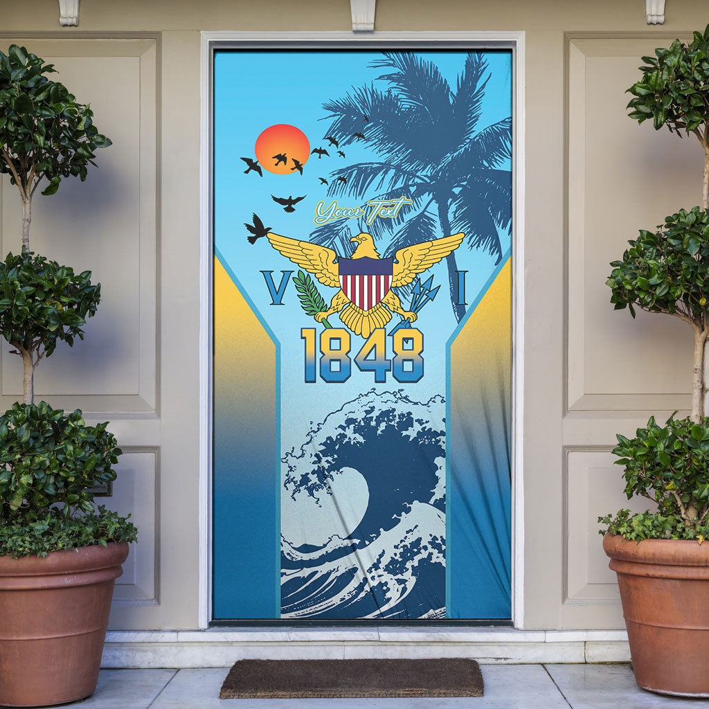 US Virgin Islands Independence Day Personalized Door Cover 1848 Proud Palm Tropical Style