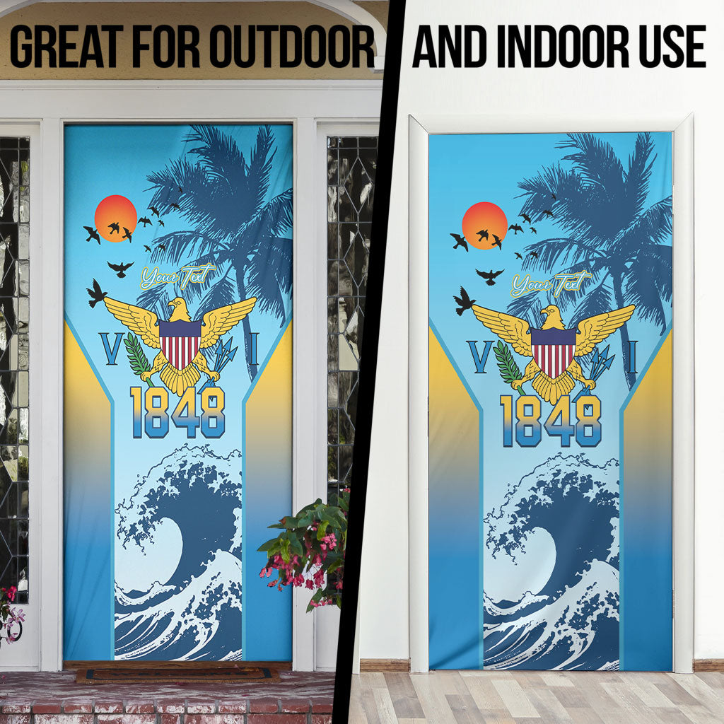 US Virgin Islands Independence Day Personalized Door Cover 1848 Proud Palm Tropical Style