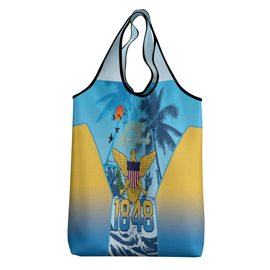 US Virgin Islands Independence Day Grocery Bag 1848 Proud Palm Tropical Style