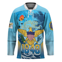 US Virgin Islands Independence Day Personalized Hockey Jersey 1848 Proud Palm Tropical Style