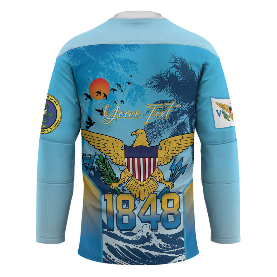 US Virgin Islands Independence Day Personalized Hockey Jersey 1848 Proud Palm Tropical Style