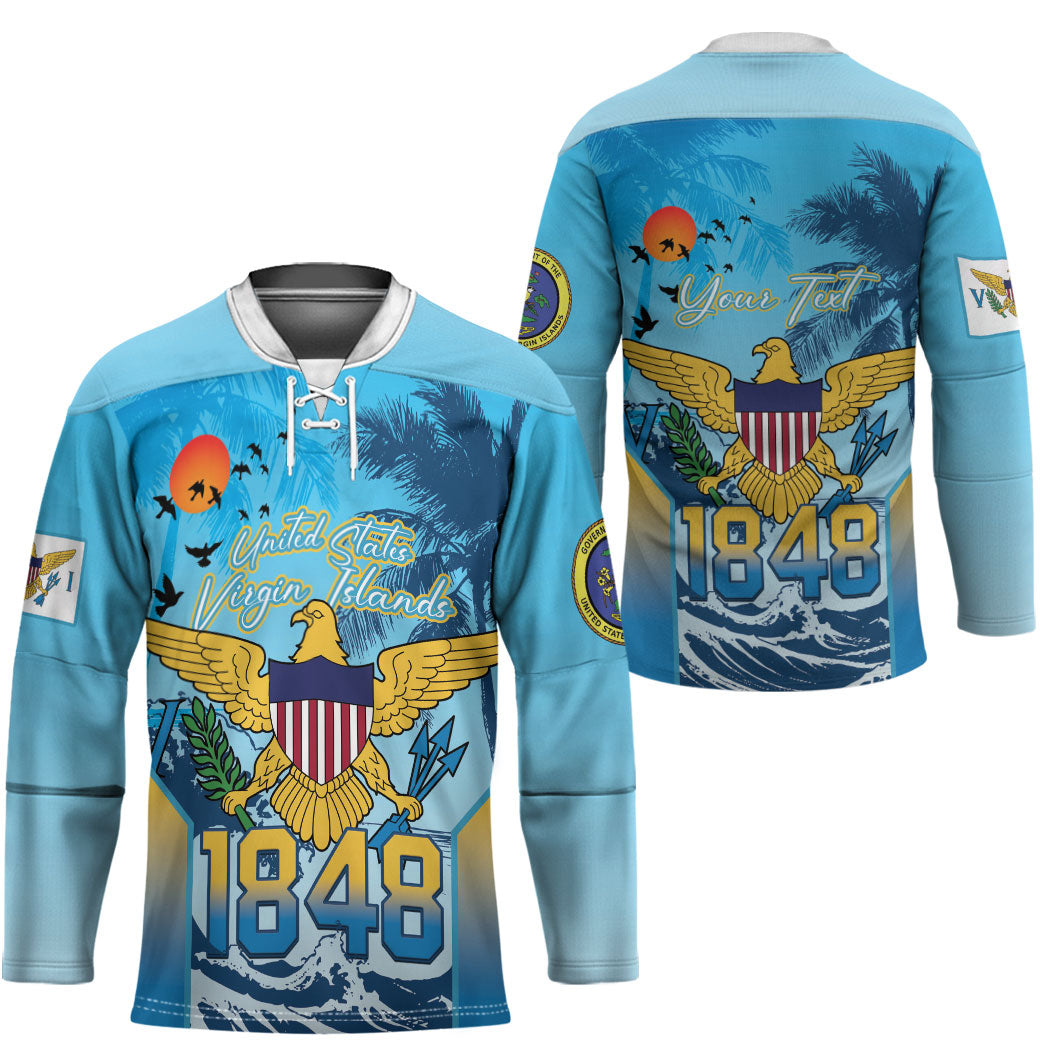 US Virgin Islands Independence Day Personalized Hockey Jersey 1848 Proud Palm Tropical Style