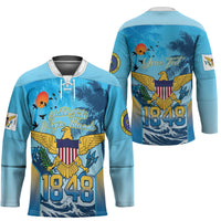 US Virgin Islands Independence Day Personalized Hockey Jersey 1848 Proud Palm Tropical Style