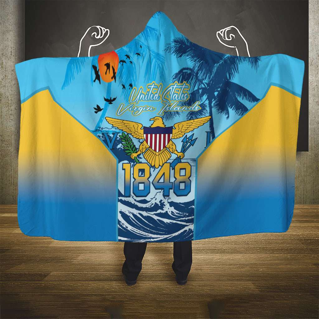 US Virgin Islands Independence Day Hooded Blanket 1848 Proud Palm Tropical Style