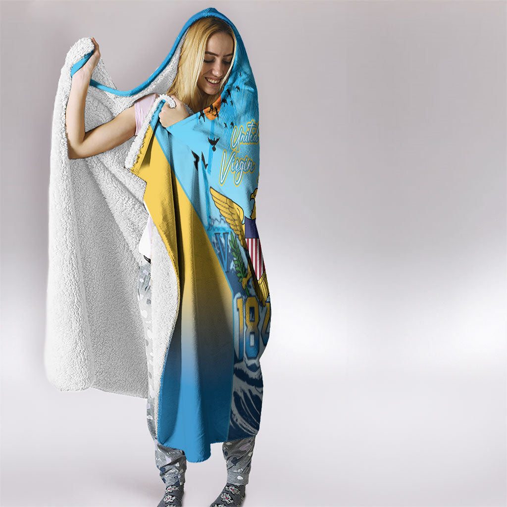 US Virgin Islands Independence Day Hooded Blanket 1848 Proud Palm Tropical Style