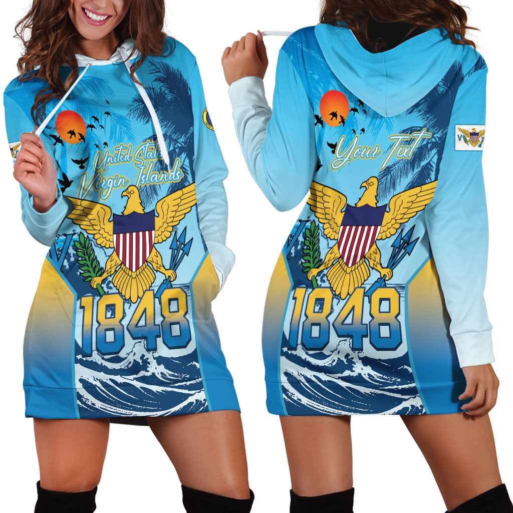 US Virgin Islands Independence Day Personalized Hoodie Dress 1848 Proud Palm Tropical Style