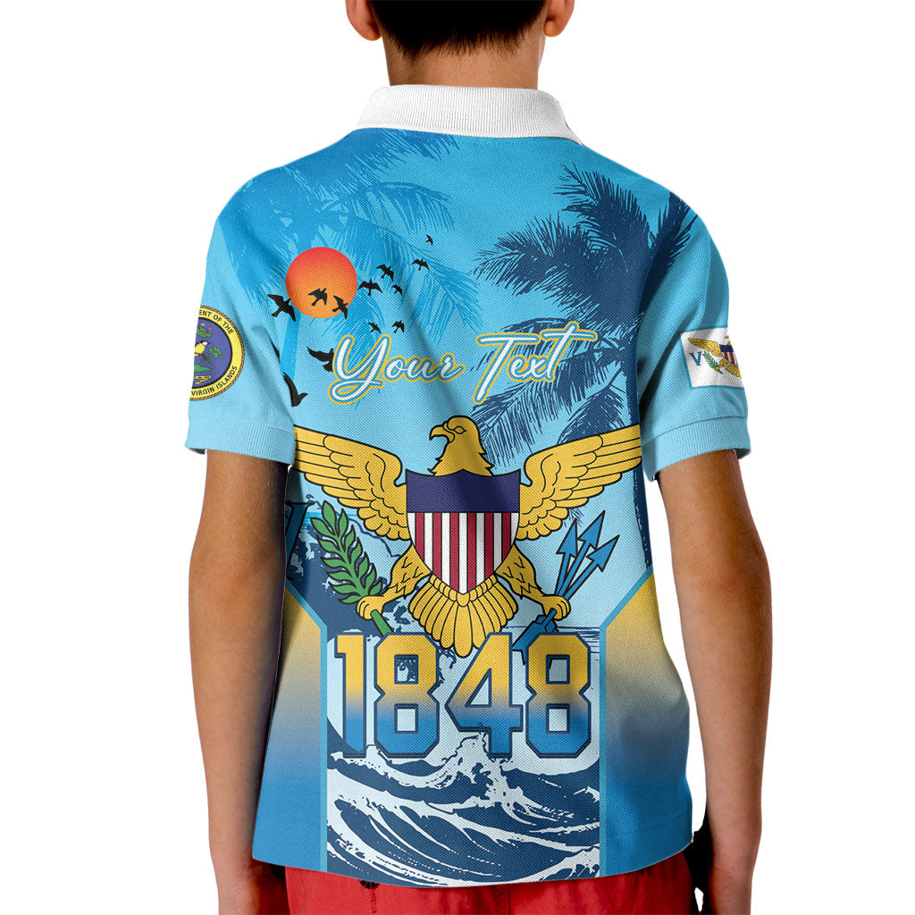 US Virgin Islands Independence Day Personalized Kid Polo Shirt 1848 Proud Palm Tropical Style