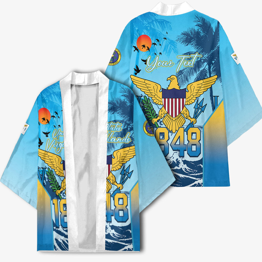 US Virgin Islands Independence Day Personalized Kimono 1848 Proud Palm Tropical Style