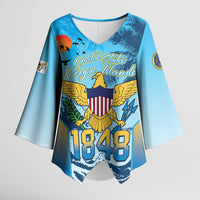 US Virgin Islands Independence Day Personalized Kimono Sleeve Blouse 1848 Proud Palm Tropical Style