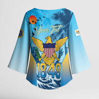 US Virgin Islands Independence Day Personalized Kimono Sleeve Blouse 1848 Proud Palm Tropical Style